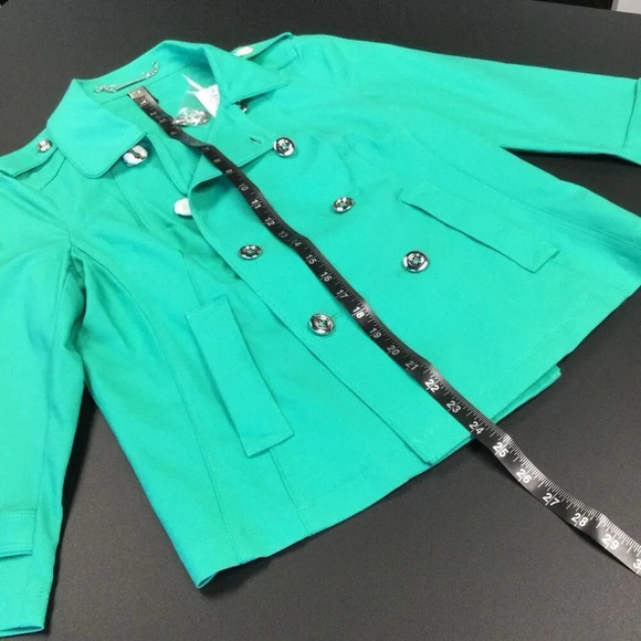 NWT White House Black Market Womens Turquoise Swing Double Breasted Jacket Sz 8 - Picture 4 of 13